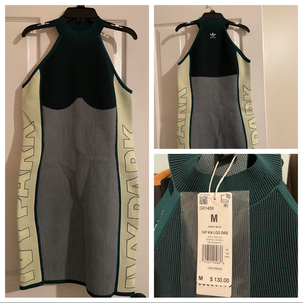 adidas Original Ivy Park Knit Logo Dress NWT Green Medium GR149 IVP KN LGO DRS